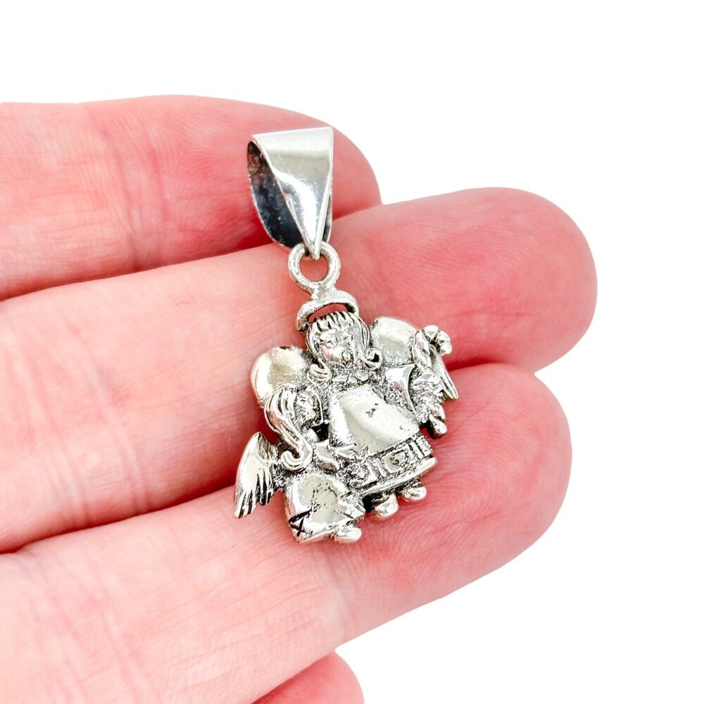 Vintage Sterling Silver 925 Guardian Angel Pendant